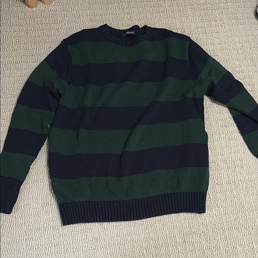 Brandy Melville Green and Black Striped Sweater